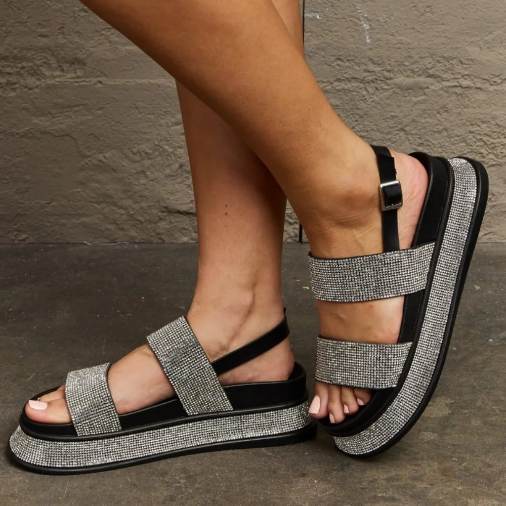 Rhinestone Platform Slingback Sandal